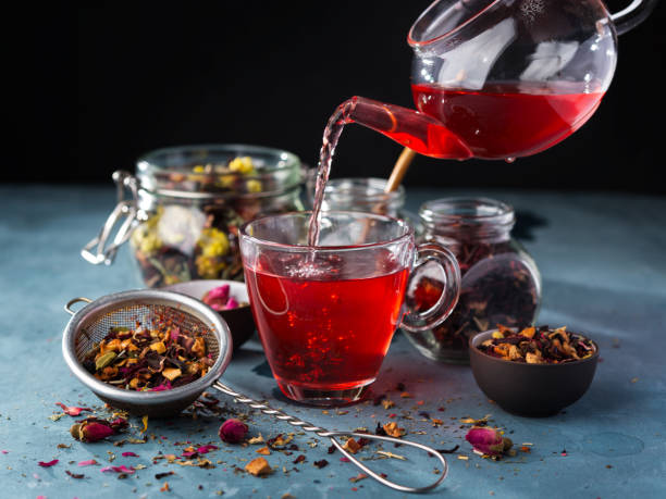 Winter spice herbal tea blend with cinnamon and rosehips